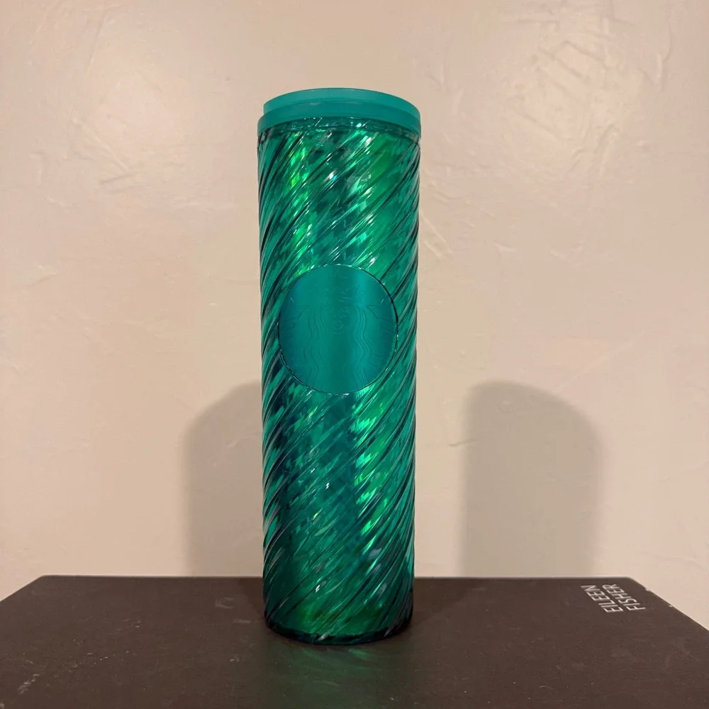 Starbucks Tumbler Unisex 16oz Emerald Green Excellent Iridescent‎ Swirl 2022 Cup